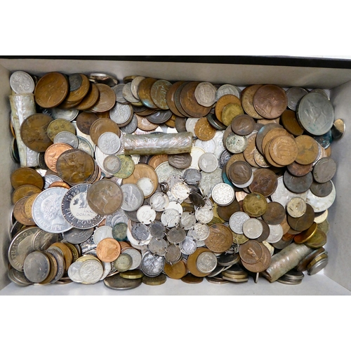 284 - Coins: to include uncollated British pre-decimal coins; a George VI 5/- piece; post decimal £5... 