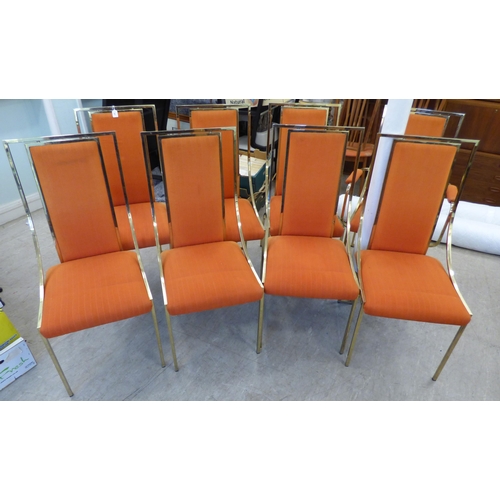 287 - A set of eight 1970/80s chairs, in the manner of Renato Zevi, the brass frames upholstered in bronze... 