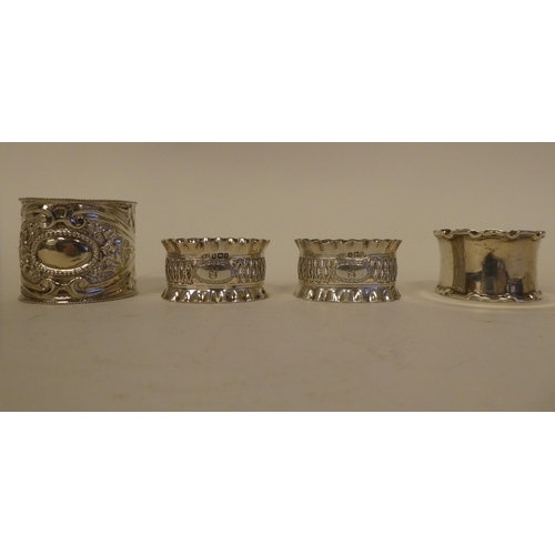 3 - Seven dissimilar silver napkin rings  mixed marks  (approx. gross weight 4ozs)