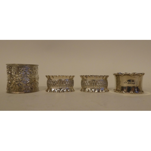 3 - Seven dissimilar silver napkin rings  mixed marks  (approx. gross weight 4ozs)