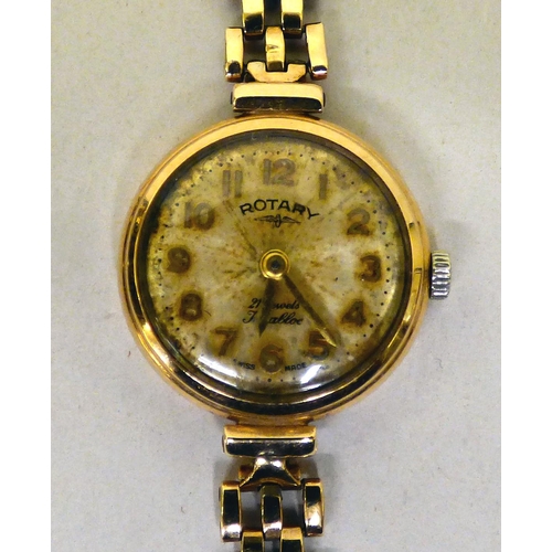 301 - A ladies Rotary 9ct gold cased and strapped wristwatch, faced by an Arabic dial  (approx. gross... 