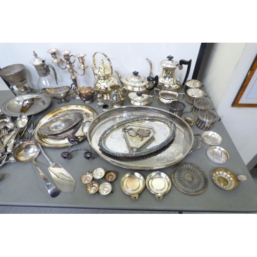 32 - Silver plated tableware: to include a Victorian style, four piece demi-reeded tea set