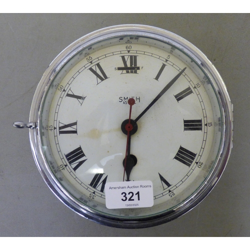 321 - A mid 20thC Smiths Astragal chromium plated steel cased bulkhead timepiece, faced by a Roman dial  8... 