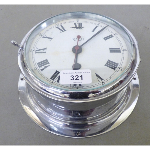 321 - A mid 20thC Smiths Astragal chromium plated steel cased bulkhead timepiece, faced by a Roman dial  8... 