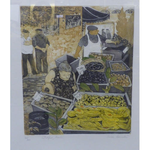 333 - After Hilda Bernstein - 'Fish Market, Menton'  Limited Edition 43/90 coloured print  bears a signatu... 