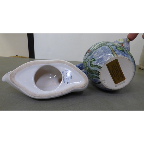 334 - English studio pottery: to include a Rye model duck  5