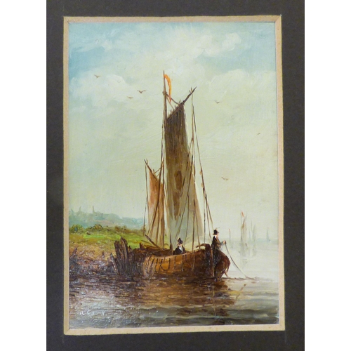 337 - Attributed to Ronald Cavia - a pair of British offshore sailing vessels  oil on board  3.5... 