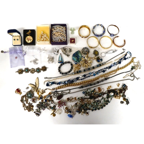 36 - Costume jewellery: to include fixed bangles; and simulated pearls