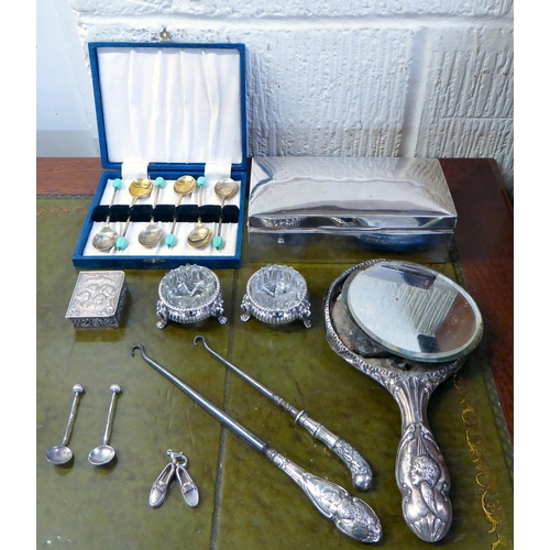 37 - Silver and silver plate items: to include a cigarette box  2