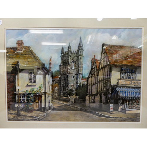 41 - Cedric Dawe - 'Church Street, Old Amersham'  watercolour & crayon  bears a signature &... 