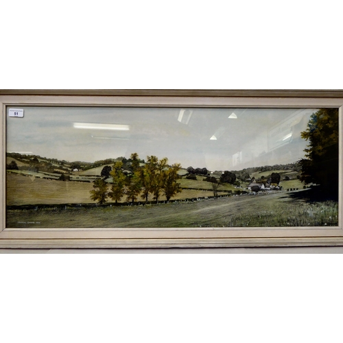 51 - Cedric Dawe - 'A Chilterns Valley'  crayon  bears a signature & dated 1971  11.5