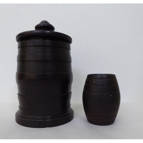 59 - Treen, viz. two dissimilar early 20thC tobacco jars  10