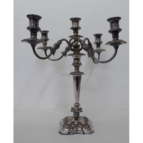 60 - A 20thC silver plated four branch candelabra  17