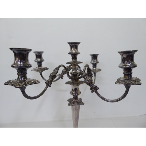 60 - A 20thC silver plated four branch candelabra  17