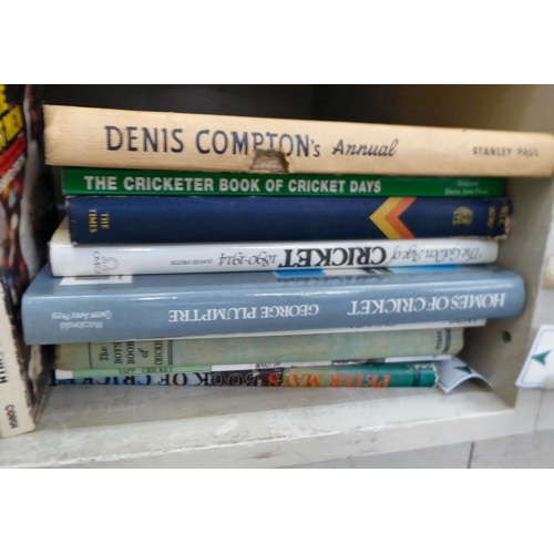 307 - Books, cricket themed: to include signed editions, First editions; and 1980s Wisdens Almanacks