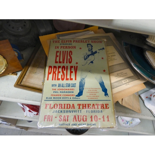 325 - A mixed lot: to include a 1960s gas mask; ephemera; and a reproduced Elvis poster  8