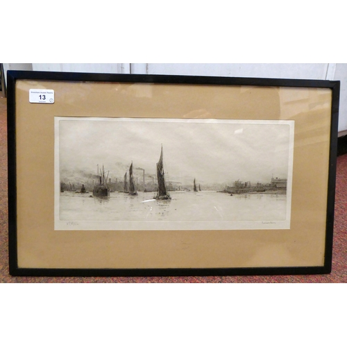 13 - After WL Wylie - 'Silvertown, Newham, London'  etching  bears a pencil signature  7