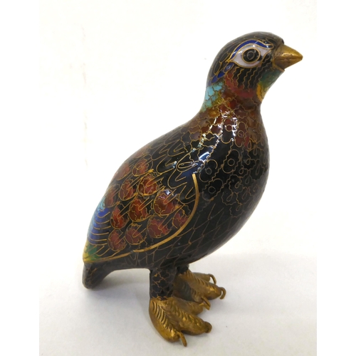 133 - Metalware: to include a cloisonné model grouse  4.5