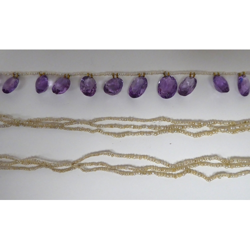 201 - Jewellery: to include a pearl and amethyst coloured stone necklace