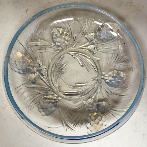 26 - Decorative glassware, viz. an opalescent shallow dish, decorated with soft fruit  8