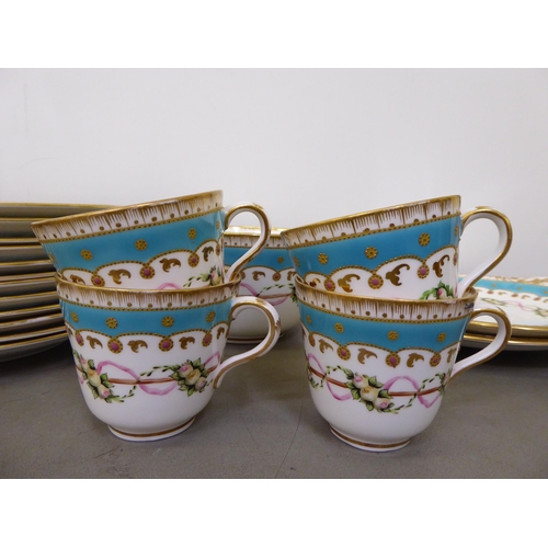 3 - Early 20thC porcelain teaware, transfer printed with flora and highlighted in gilt, pattern no.4010