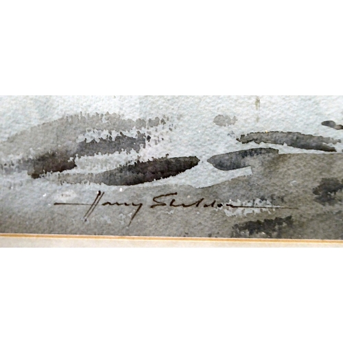 344 - Four works by Harry Sheldon: to include a study of a lock  watercolour  bears a signature&... 