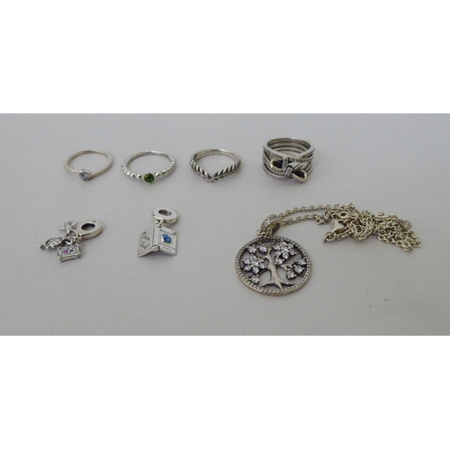 346 - Silver items of personal ornament: to include a passport pendant by Pandora