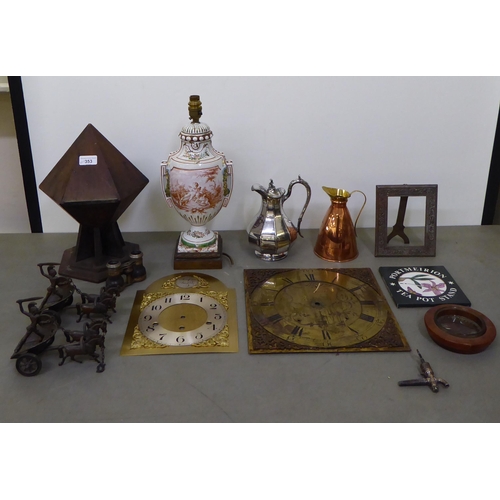 353 - A mixed lot: to include a brass longcase clock face with a Roman dial  11