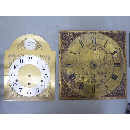 353 - A mixed lot: to include a brass longcase clock face with a Roman dial  11