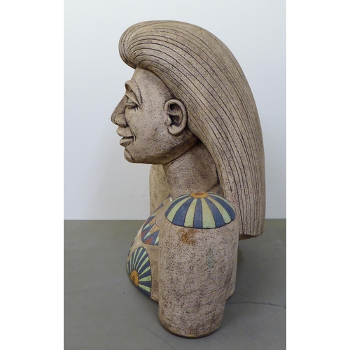 355 - Carole Windham - 'The Godess Enigma' pottery bust  bears a signature verso & dated 1991  22