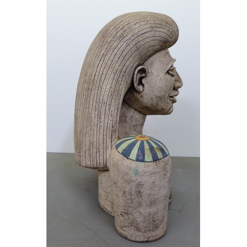 355 - Carole Windham - 'The Godess Enigma' pottery bust  bears a signature verso & dated 1991  22