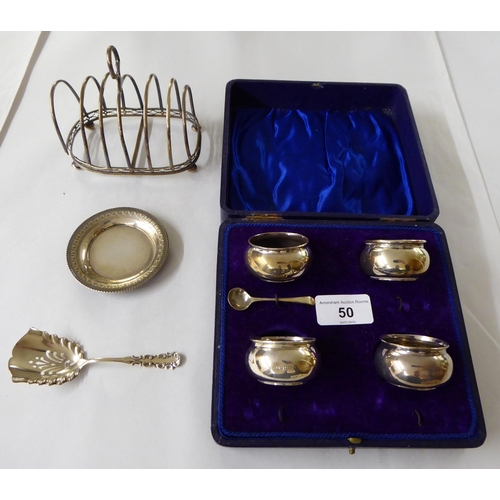 50 - Silver items: to include condiments pots  mixed marks  (combined gross weight approx. 7ozs... 