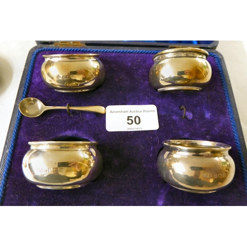 50 - Silver items: to include condiments pots  mixed marks  (combined gross weight approx. 7ozs... 