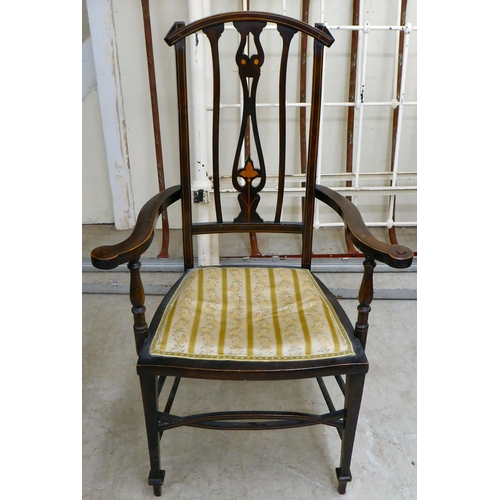 51 - Five Victorian and later chairs: to include a circa 1880 walnut framed nursing chairs