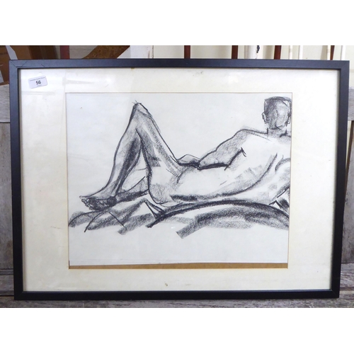 56 - Catherine Rogers - a study of a nude  charcoal  bears a label verso & dated 2009 ... 