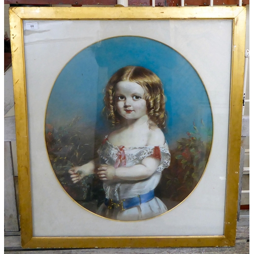 68 - Late Victorian British School - a young girl in a meadow  pastel  24