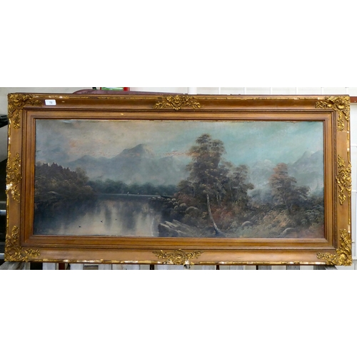 72 - W Collins - a lake in a mountainous landscape  oil on board  bears a signature  17