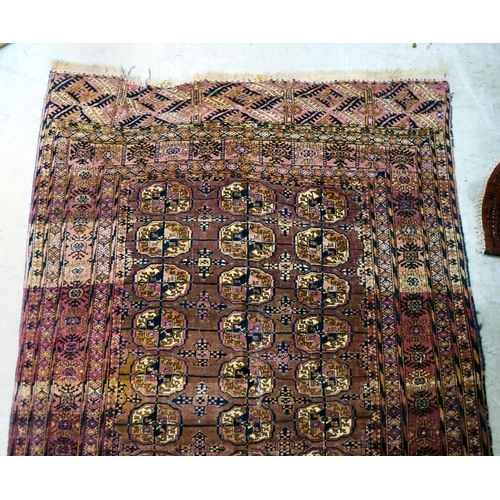 81 - A Turkoman rug, on a multi-coloured ground  56