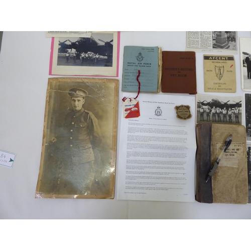 184 - Military related ephemera: to include a World War II Observers and Air Gunners flying logbook for SS... 