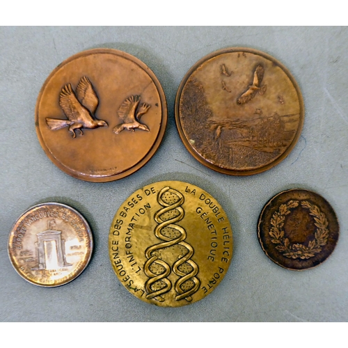 13 - Mainly 20thC metalware: to include bronze tokens; and pewter tableware