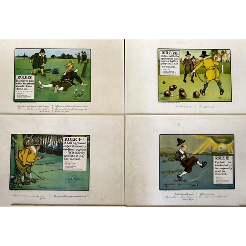 35 - After Charles Crombie - nine prints depicting the rules of golf, mounted on board  6