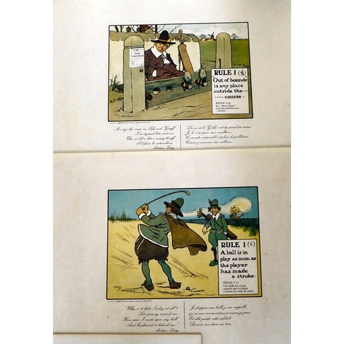 35 - After Charles Crombie - nine prints depicting the rules of golf, mounted on board  6