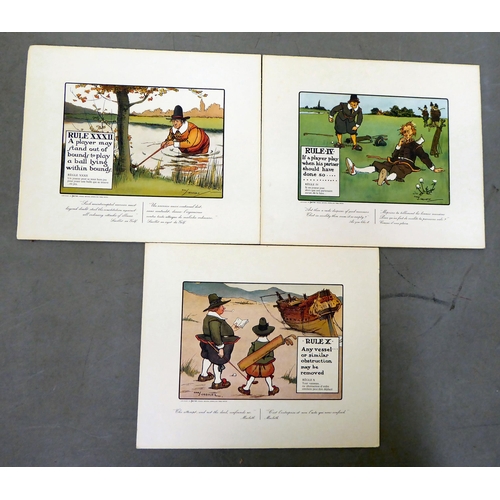 35 - After Charles Crombie - nine prints depicting the rules of golf, mounted on board  6