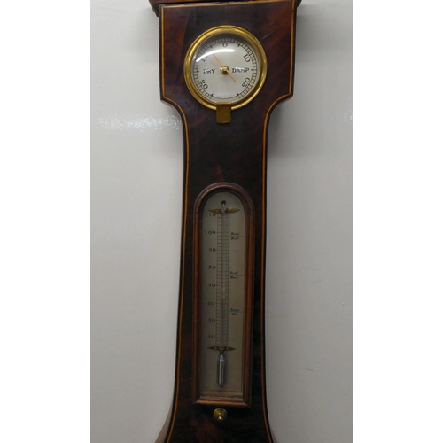 36 - An Edwardian string inlaid, mahogany cased wheel barometer  38