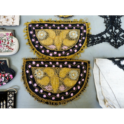 54 - Linen and tapestry collectables: to include a purse with floral ornament