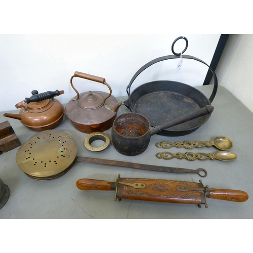 6 - A mixed lot of mainly 19thC metalware: to include cooking utensils