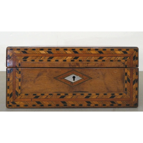 61 - A late Victorian marquetry and walnut sewing box with a hinged lid  5