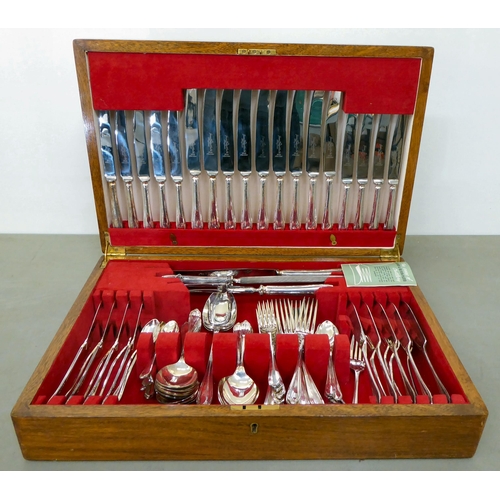 64 - James Deakin & Co silver plated canteen of cutlery and flatware, in a mahogany case