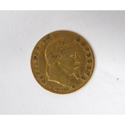 72 - An 1868 French 5 franc gold coin