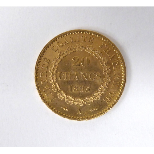 73 - An 1895 French 20 franc gold coin